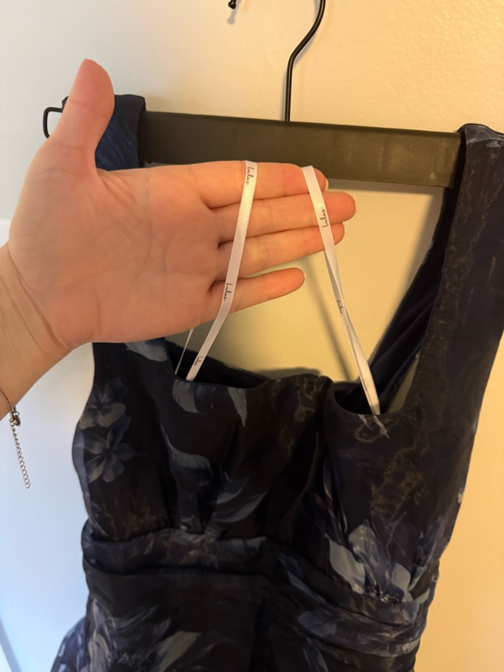 Lulus Dramatic Glamour Navy Blue Floral Organza Tiered Midi Dress - Picture 10 of 12
